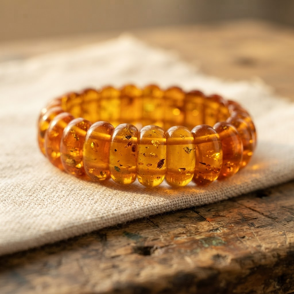 Margaret's Amber™ Fen Wildflower Wide Amber Bracelet