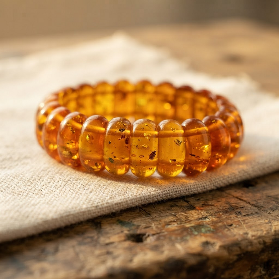 Margaret's Amber™ Fen Wildflower Wide Amber Bracelet