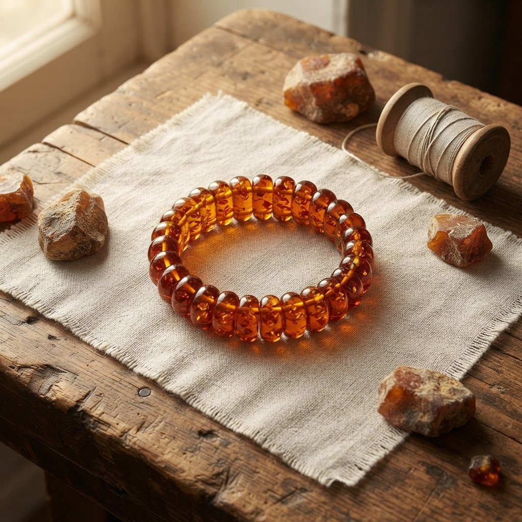Margaret's Amber™ Fen Wildflower Wide Amber Bracelet