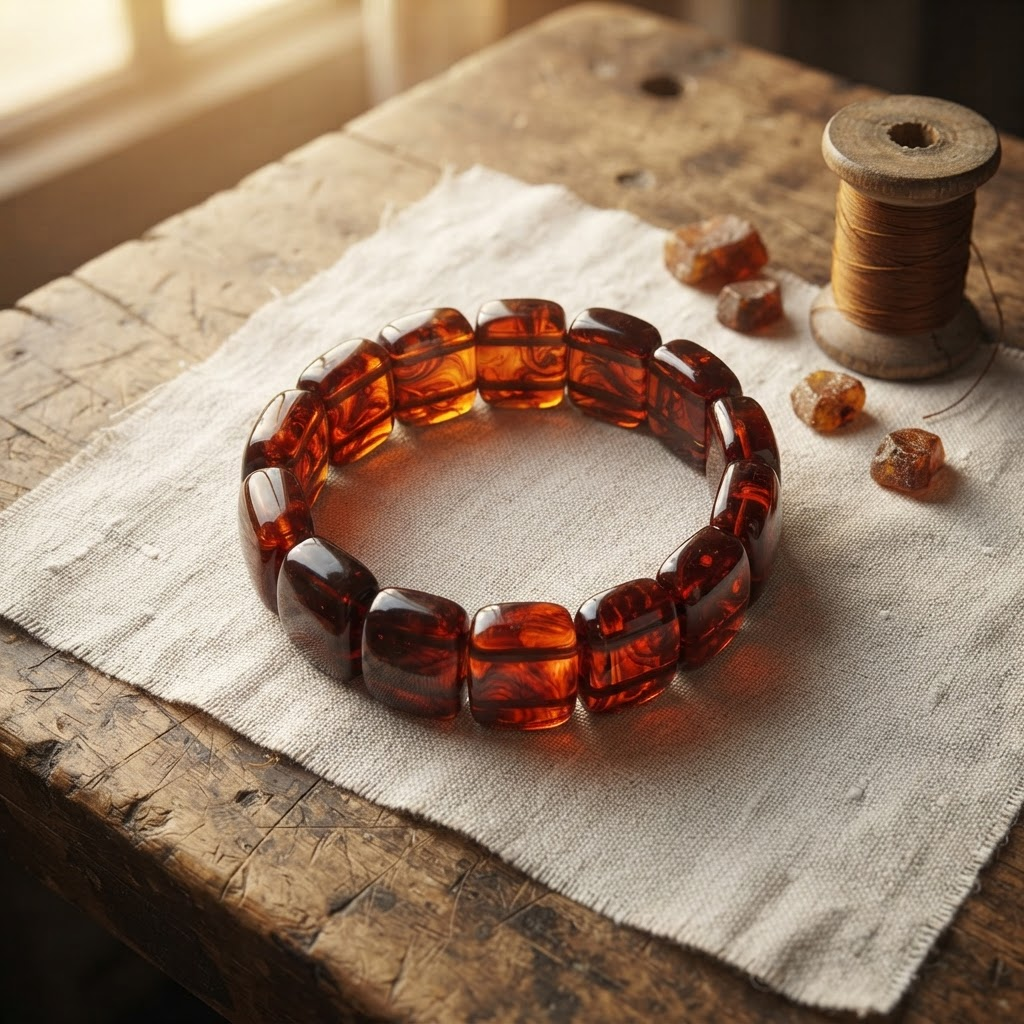 Margaret's Amber™ Driftwood Cherry Wide Amber Bracelet