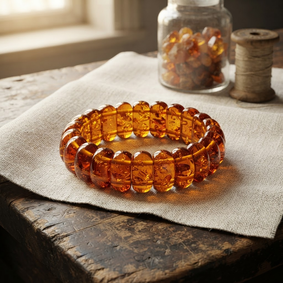 Margaret's Amber™ Fen Wildflower Wide Amber Bracelet