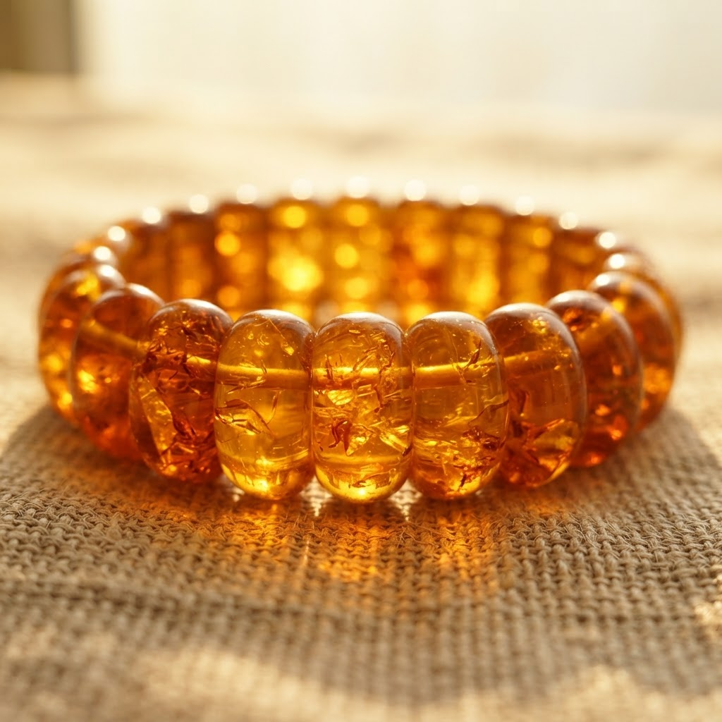 Margaret's Amber™ Fen Wildflower Wide Amber Bracelet
