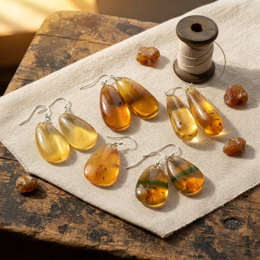 Margaret's Amber™ Caramel Inclusion Silver Amber Earrings