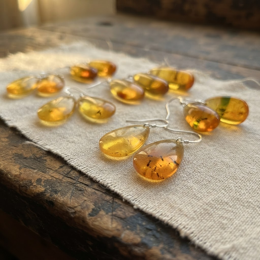 Margaret's Amber™ Caramel Inclusion Silver Amber Earrings