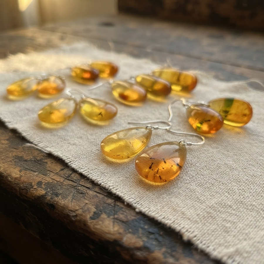 Margaret's Amber™ Caramel Inclusion Silver Amber Earrings