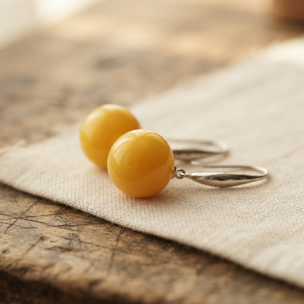 Margaret's Amber™ Sedge Cherry Silver Amber Earrings