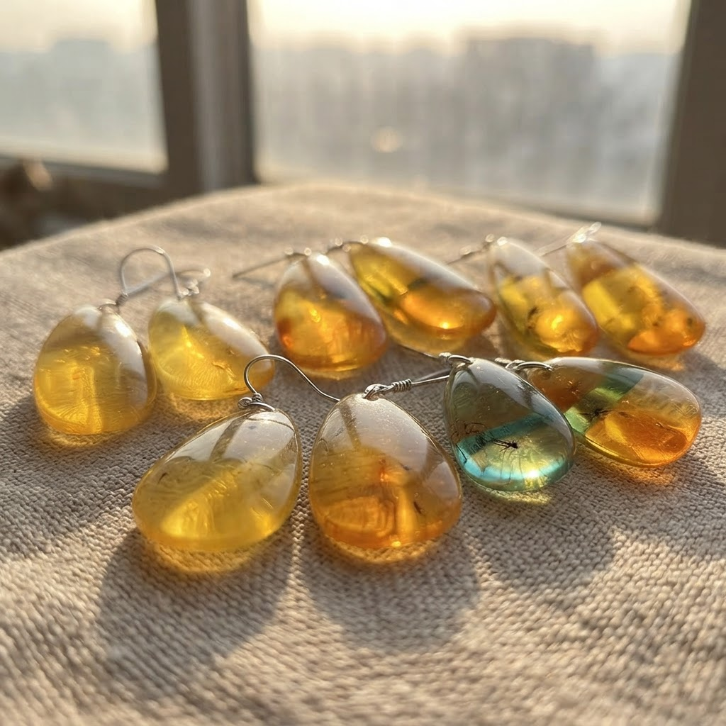 Margaret's Amber™ Caramel Inclusion Silver Amber Earrings