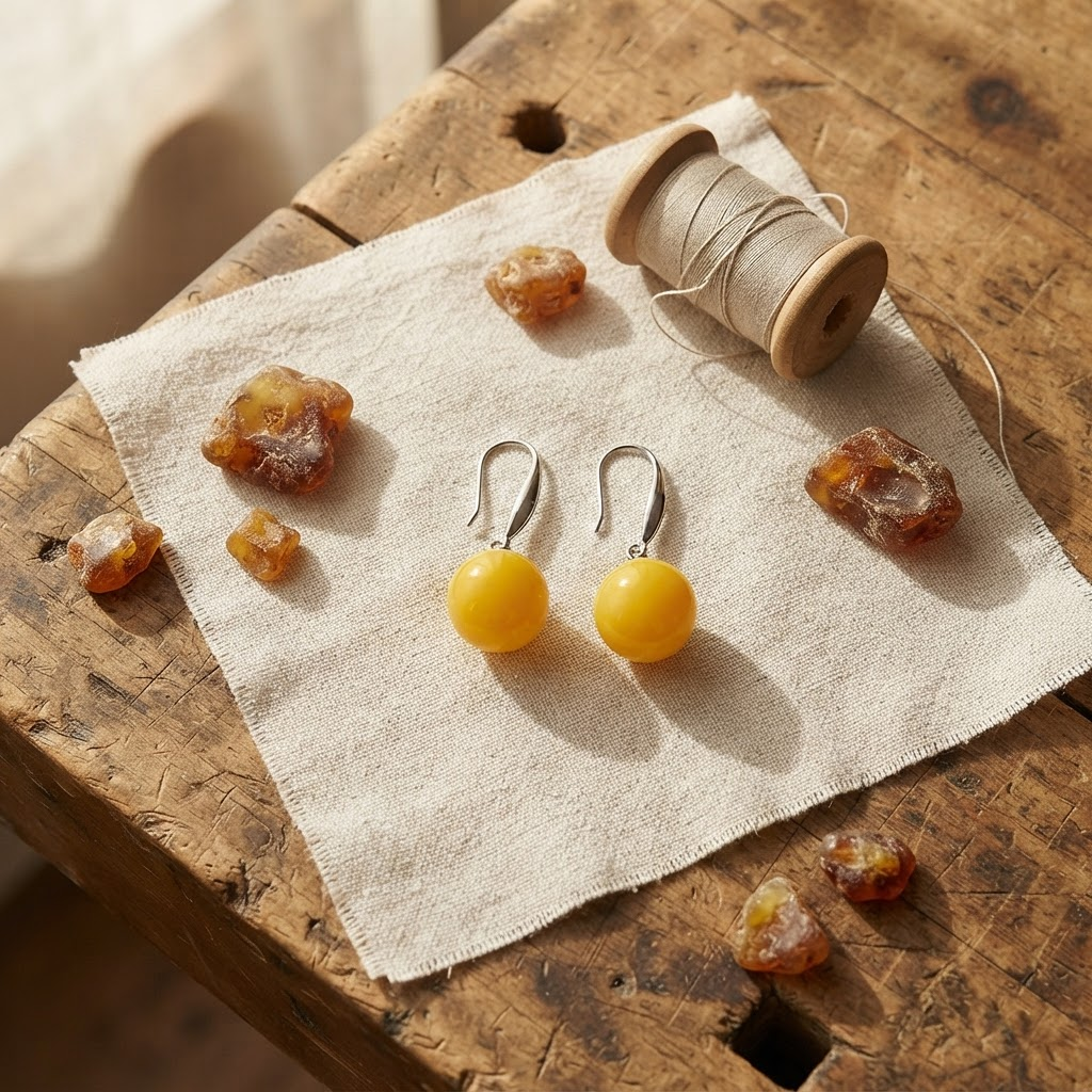 Margaret's Amber™ Sedge Cherry Silver Amber Earrings