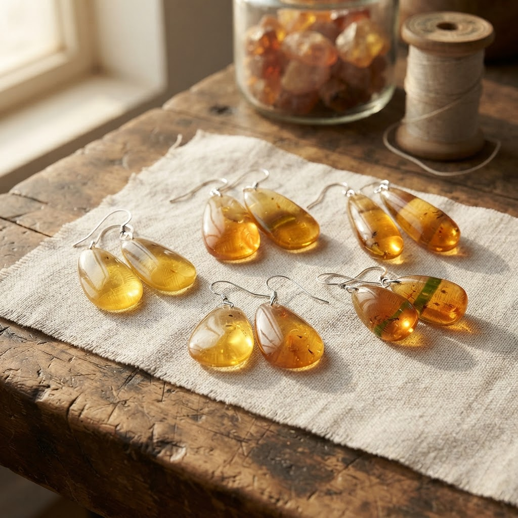 Margaret's Amber™ Caramel Inclusion Silver Amber Earrings