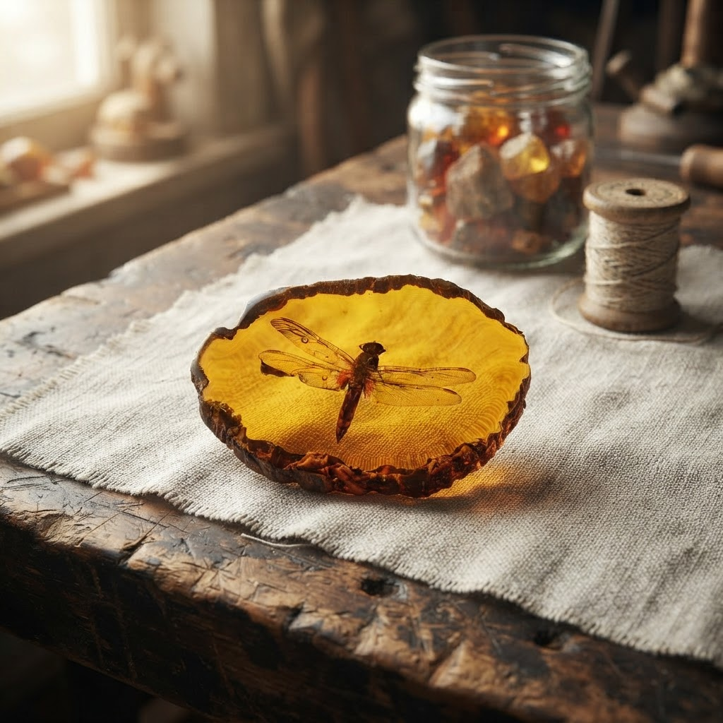 Margaret's Amber™ Tansy Inclusion Amber Keepsake