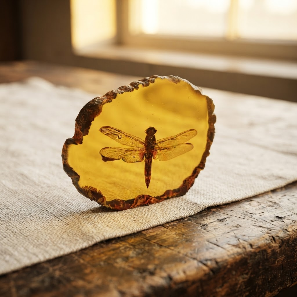 Margaret's Amber™ Tansy Inclusion Amber Keepsake