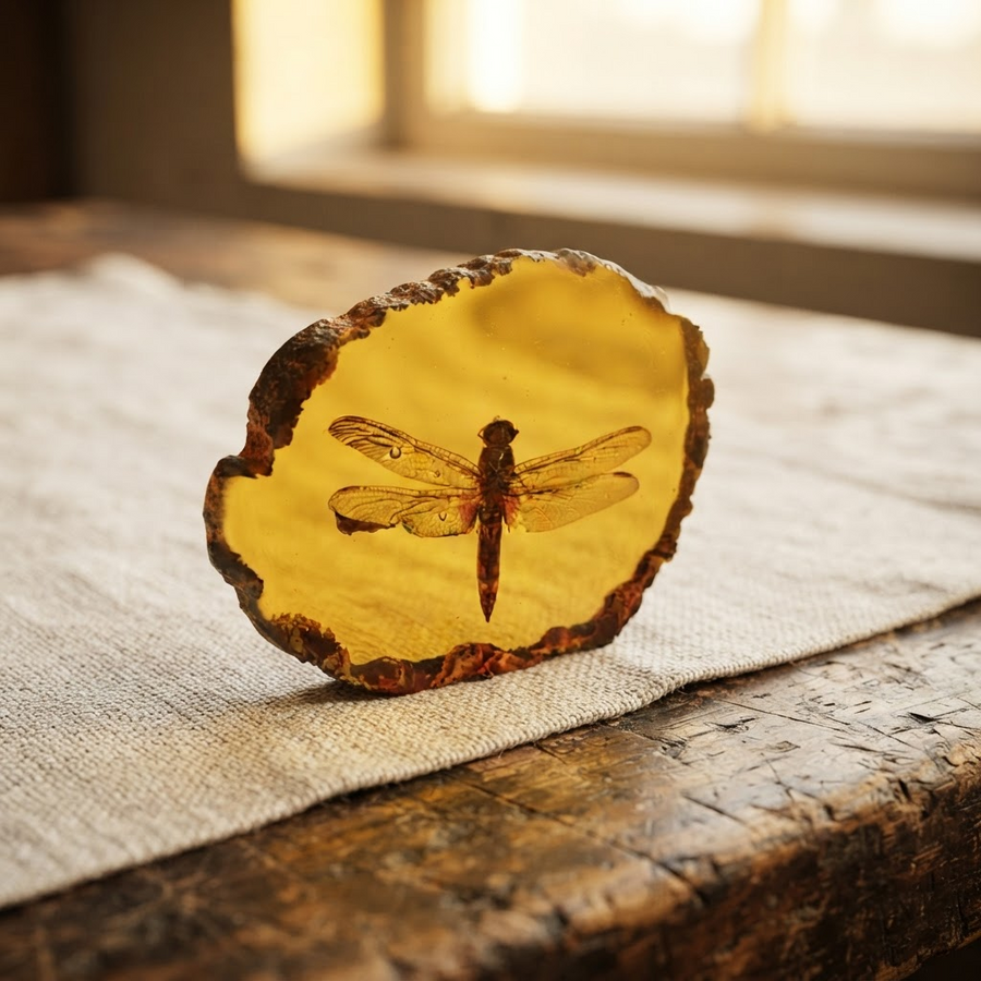 Margaret's Amber™ Tansy Inclusion Amber Keepsake