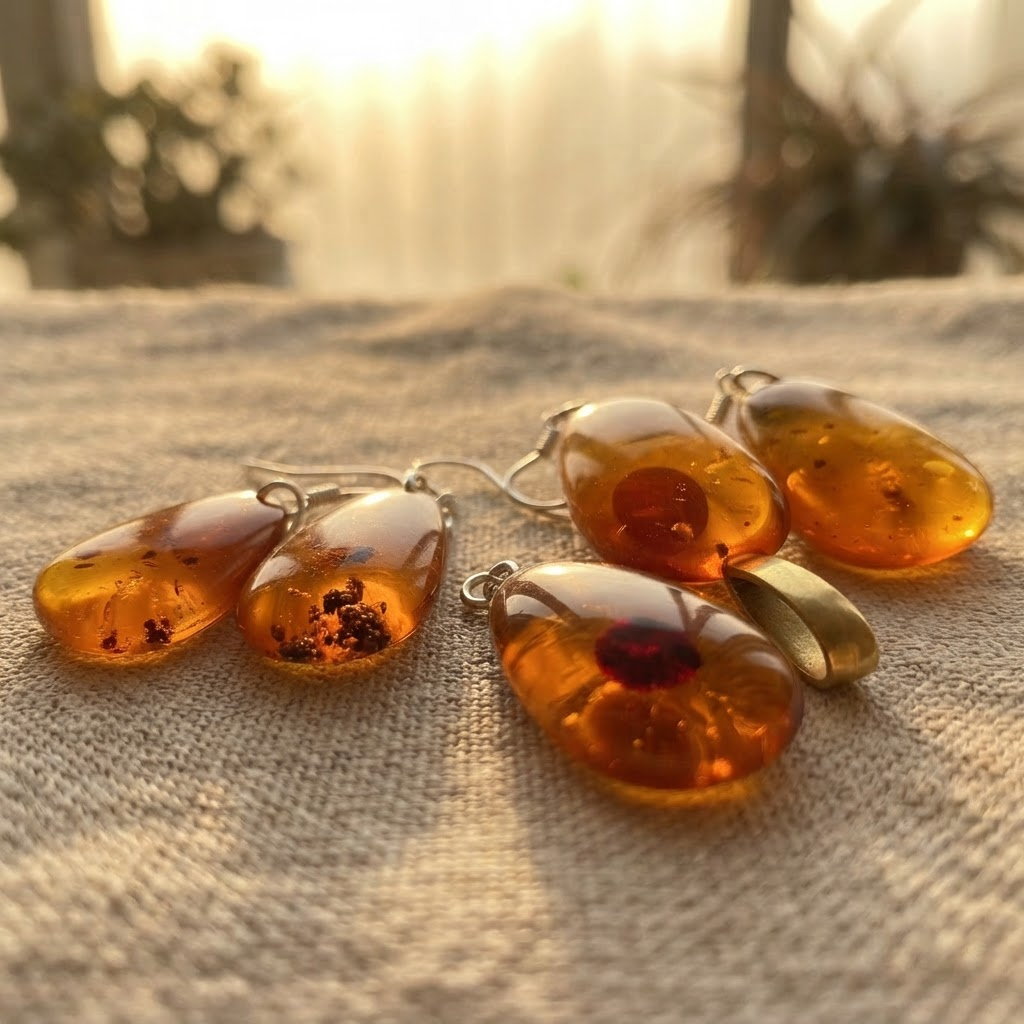 Margaret's Amber™ Marigold Wildflower Silver Amber Earrings