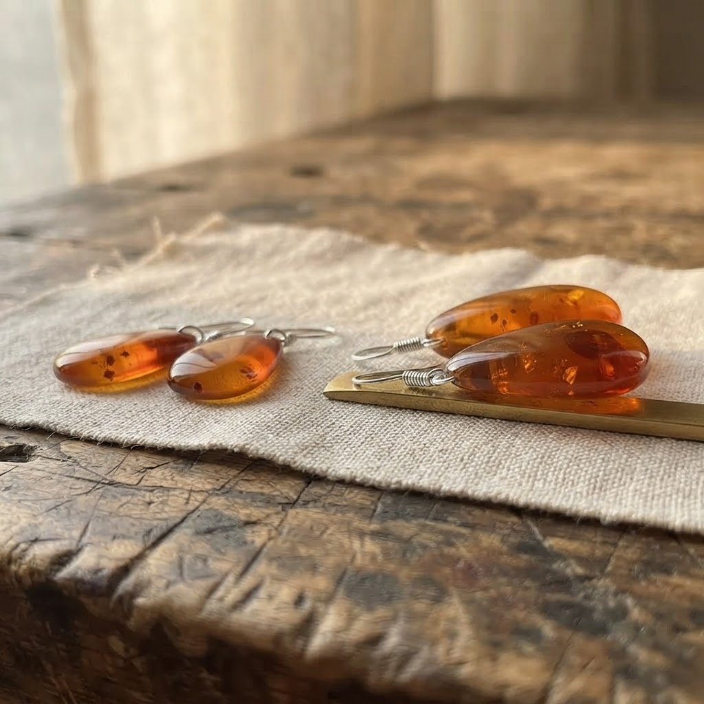 Margaret's Amber™ Marigold Wildflower Silver Amber Earrings