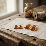 Margaret's Amber™ Marigold Wildflower Silver Amber Earrings