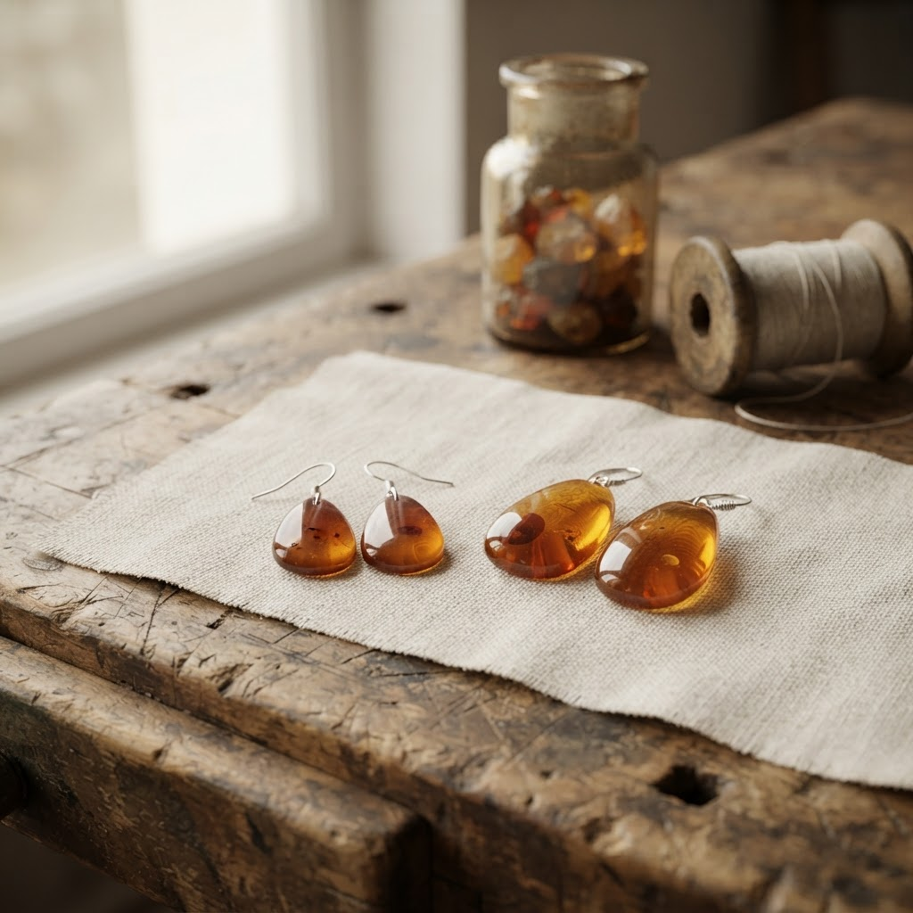 Margaret's Amber™ Marigold Wildflower Silver Amber Earrings