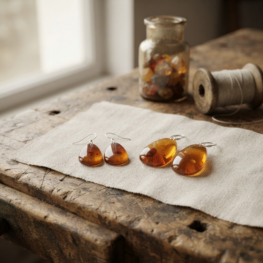 Margaret's Amber™ Marigold Wildflower Silver Amber Earrings
