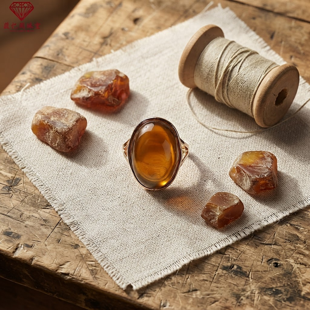 Margaret's Amber™ Saffronia Blue Amber Ring