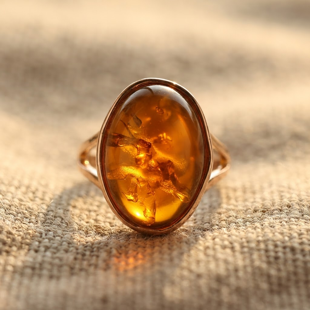 Margaret's Amber™ Saffronia Blue Amber Ring