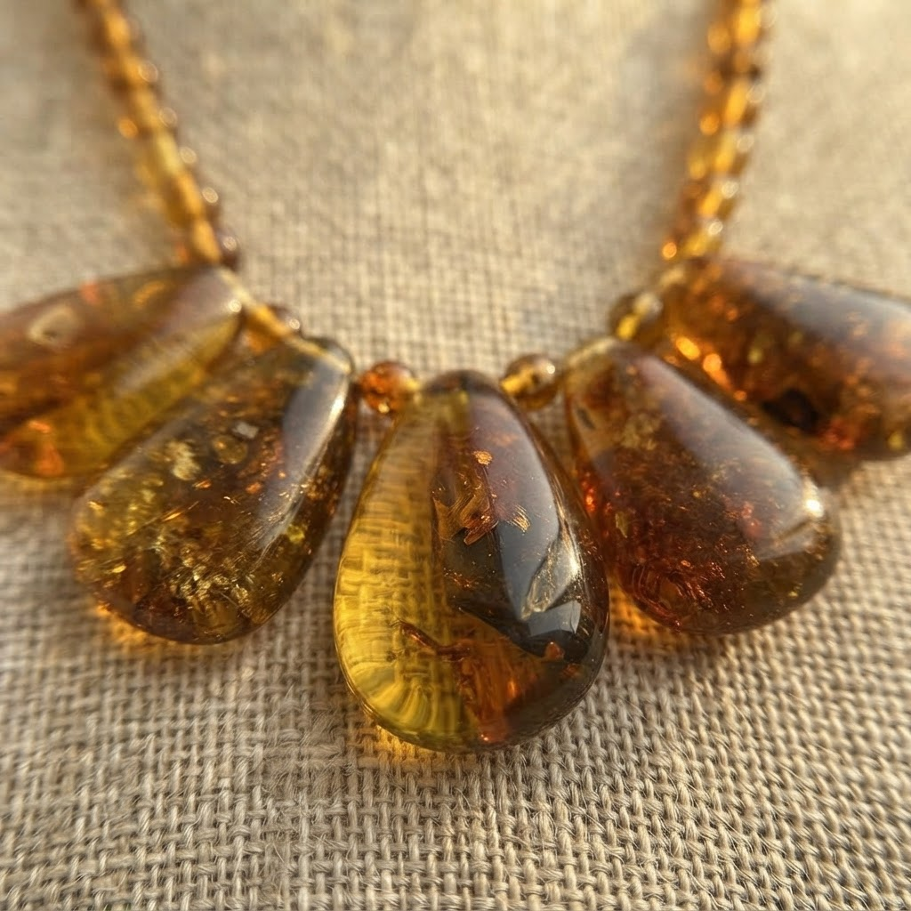 Margaret's Amber™ Violet Wildflower Amber Necklace