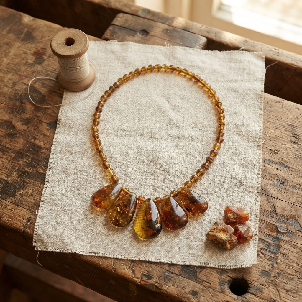 Margaret's Amber™ Violet Wildflower Amber Necklace