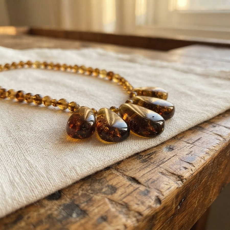 Margaret's Amber™ Violet Wildflower Amber Necklace