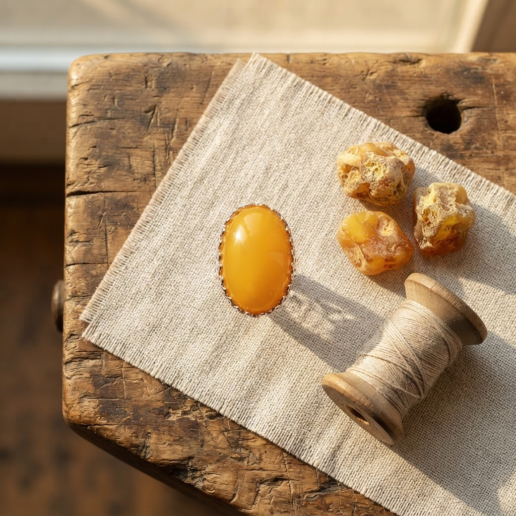 Margaret's Amber™ Opaline Cherry Silver Amber Ring