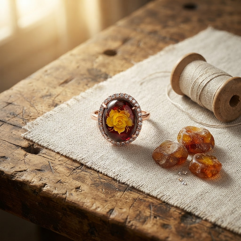 Margaret's Amber™ Ginger Cherry Amber Ring