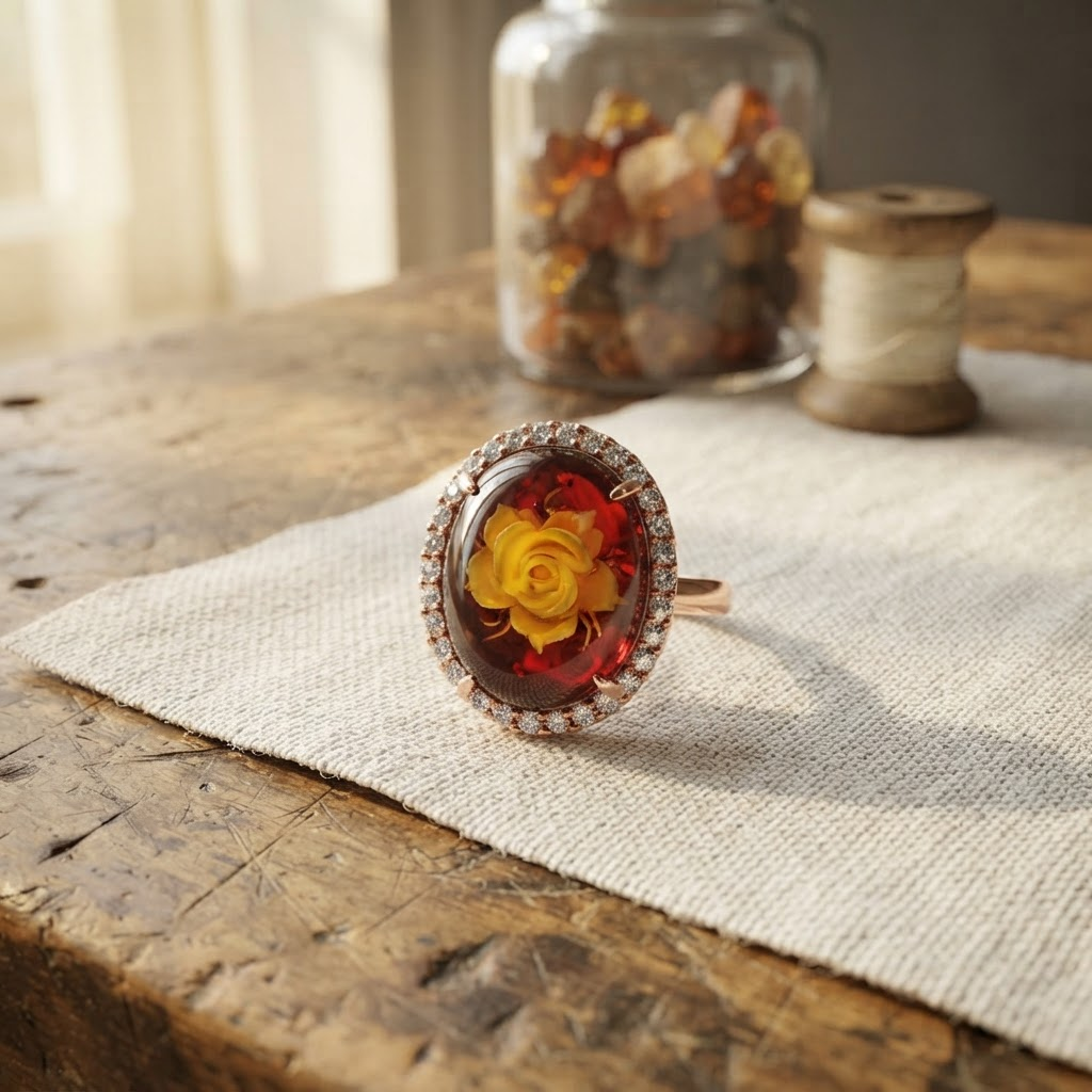 Margaret's Amber™ Ginger Cherry Amber Ring