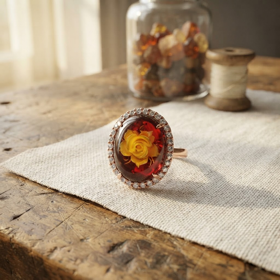 Margaret's Amber™ Ginger Cherry Amber Ring