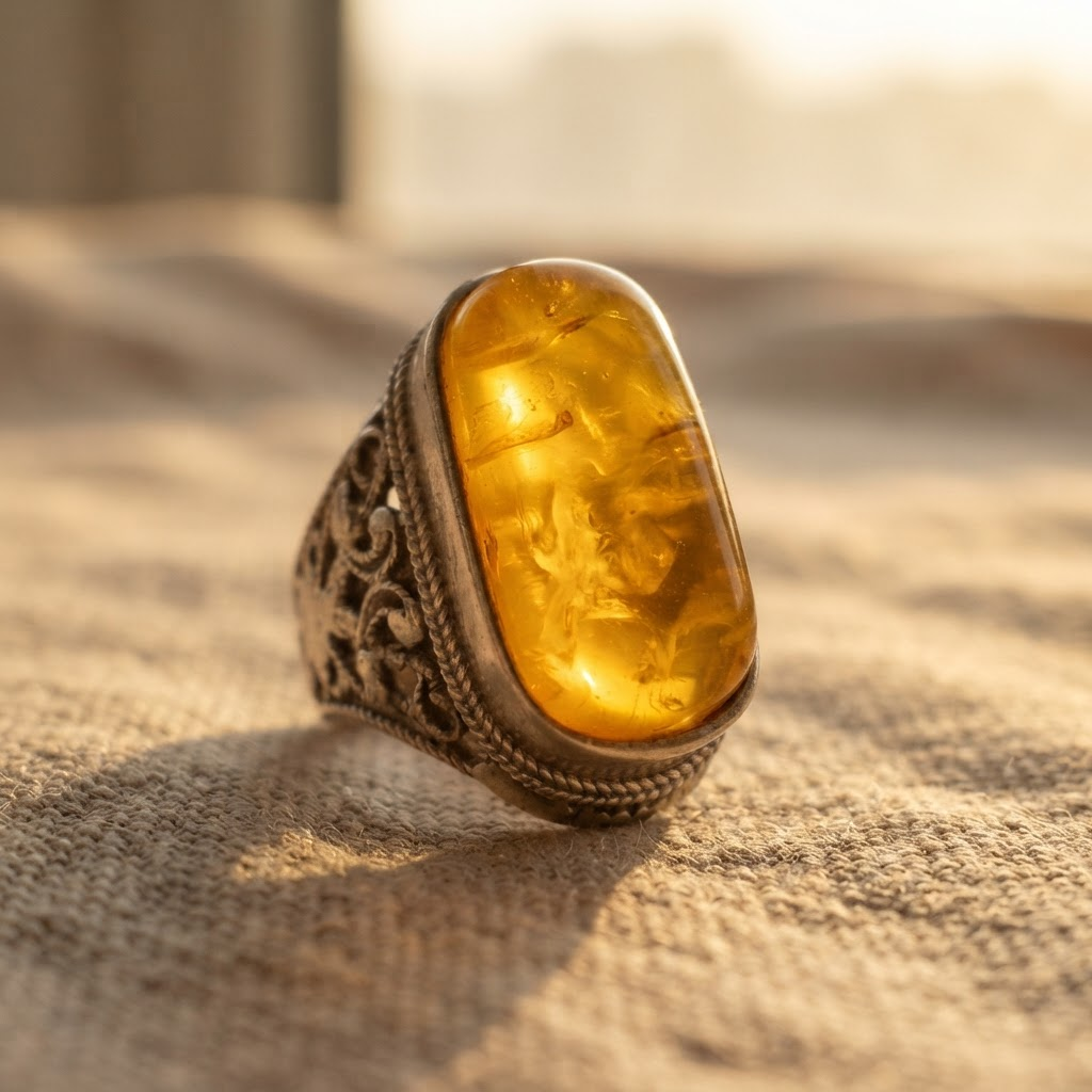Margaret's Amber™ Lily Silver Amber Ring