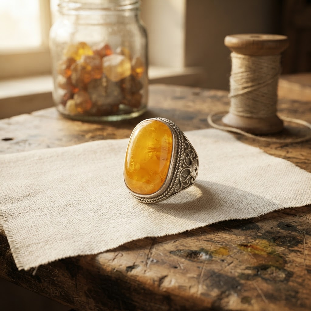 Margaret's Amber™ Lily Silver Amber Ring