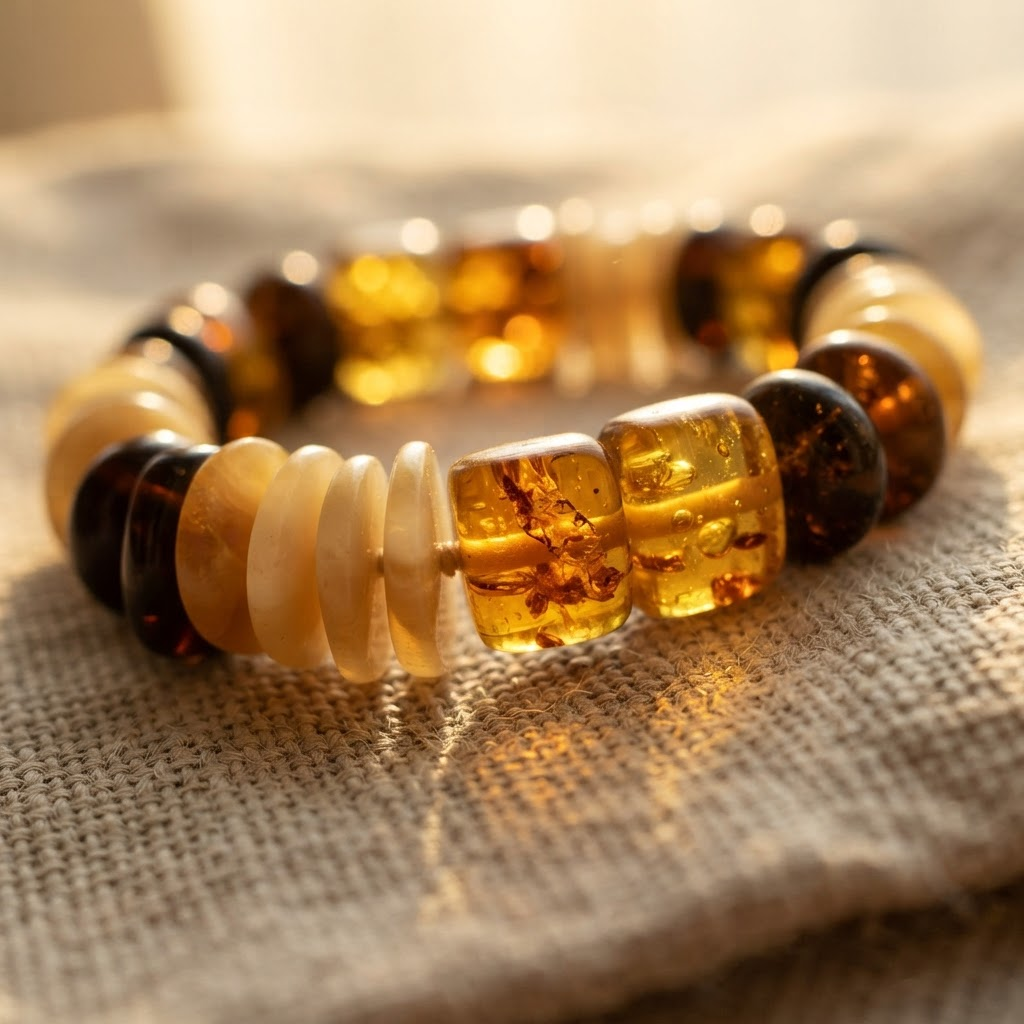 Margaret's Amber™ Sunny Wildflower Raw Amber Anklet