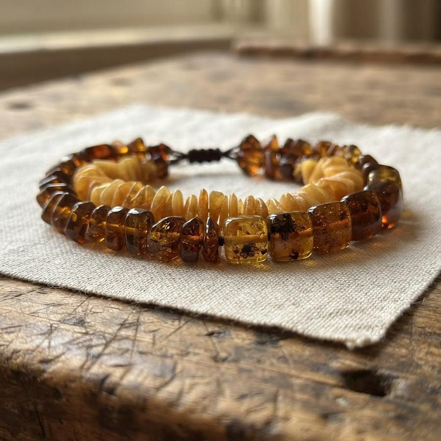 Margaret's Amber™ Sunny Wildflower Raw Amber Anklet