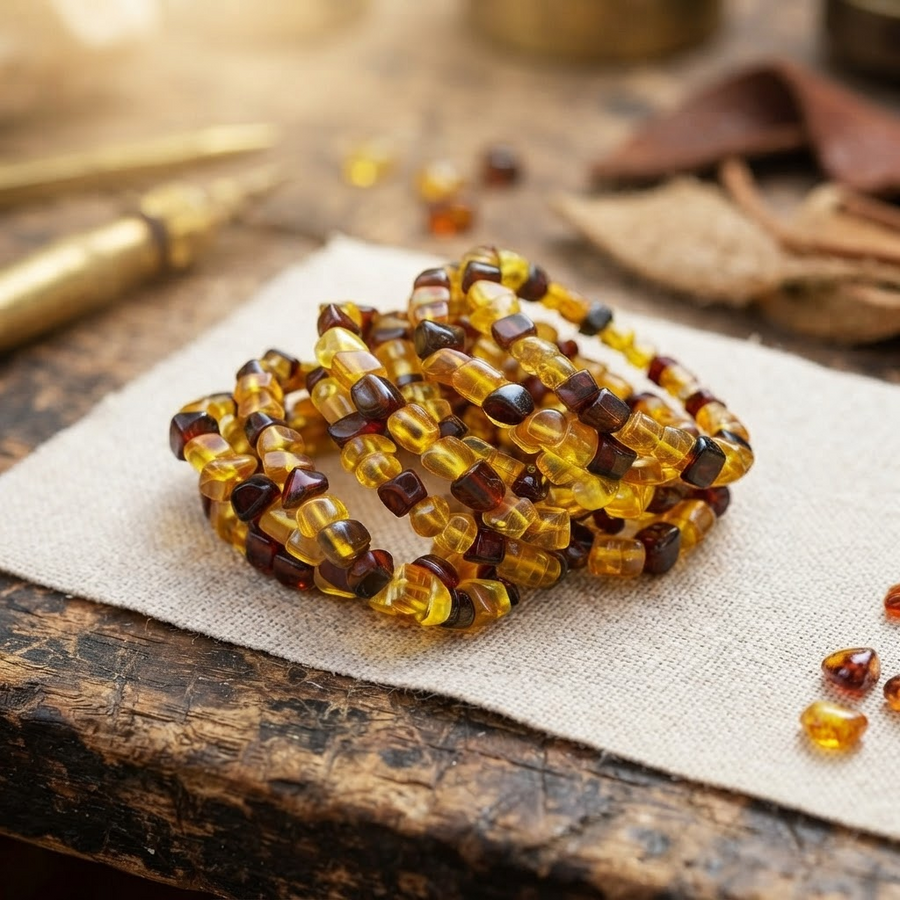 Margaret's Amber™ Fay Rainbow Raw Amber Anklet