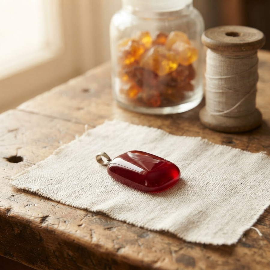 Margaret's Amber™ Toffee Cherry Teardrop Amber Necklace
