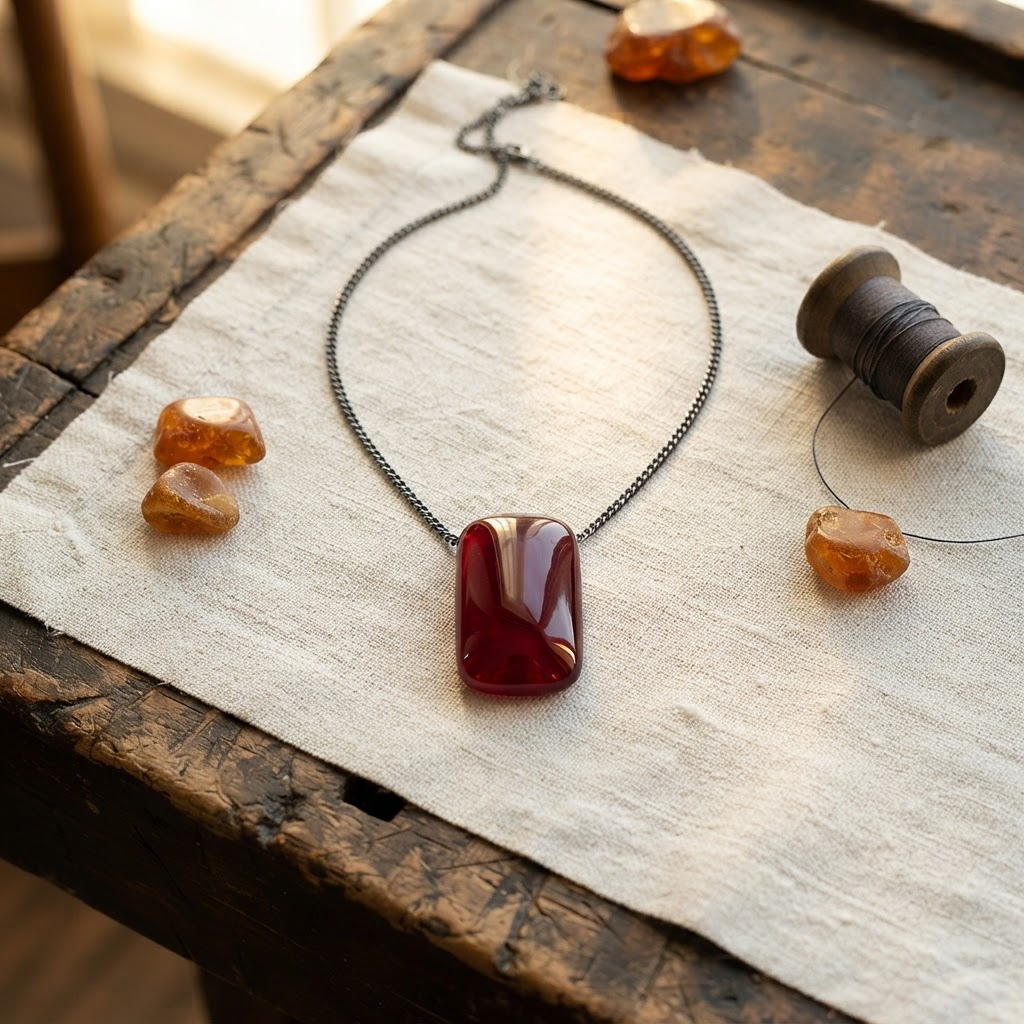 Margaret's Amber™ Toffee Cherry Teardrop Amber Necklace