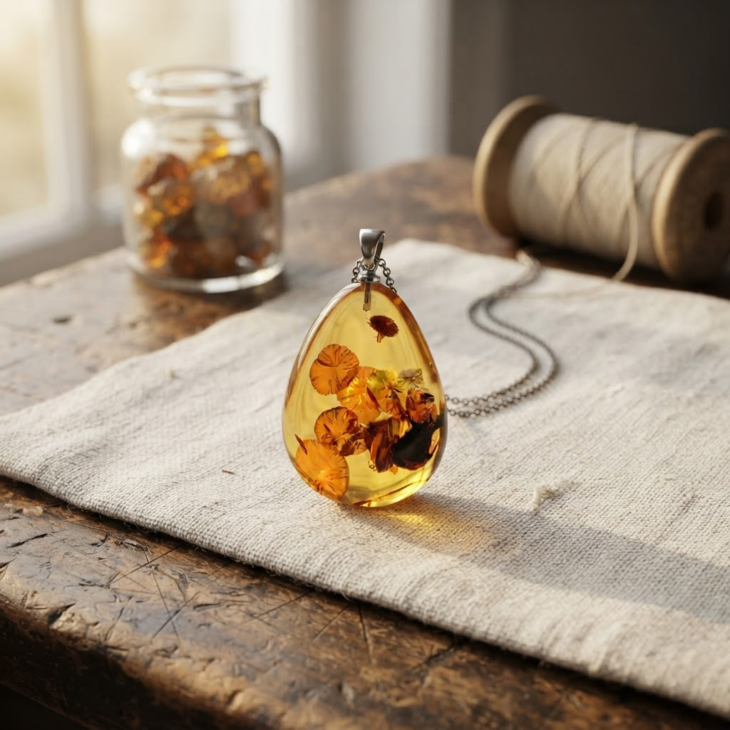 Margaret's Amber™ Bluebell Pendant Amber Necklace