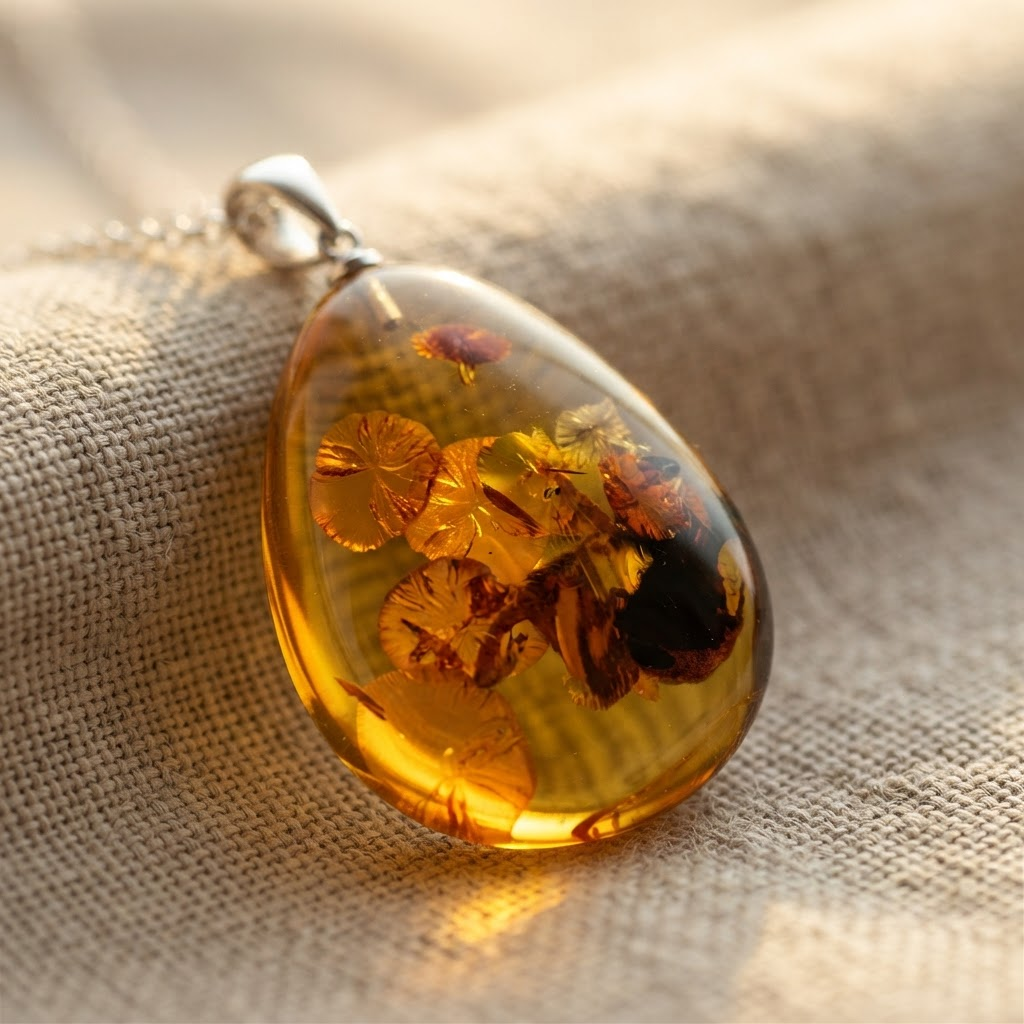 Margaret's Amber™ Bluebell Pendant Amber Necklace