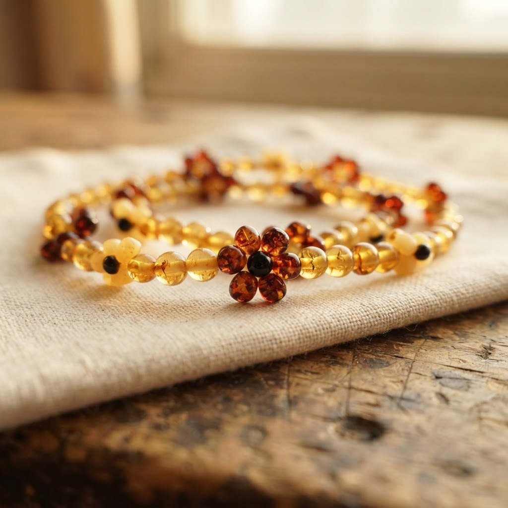 Margaret's Amber™ Marsh Cognac Wildflower Amber Necklace