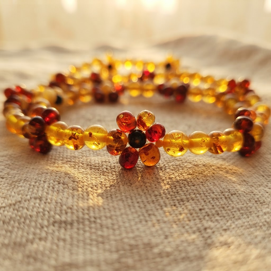 Margaret's Amber™ Marsh Cognac Wildflower Amber Necklace